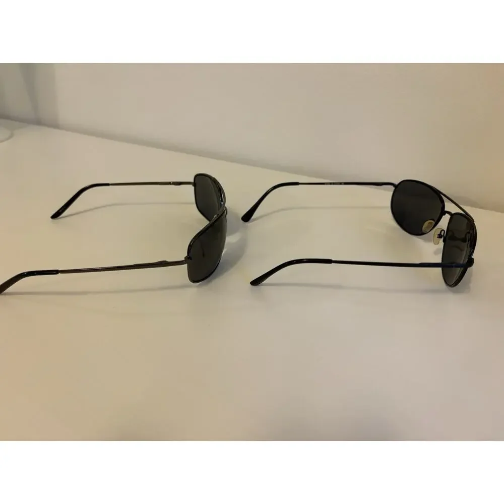 Mossimo PA1030 Y2K Aviator Sunglasses 2 Pair Black Metal Frames